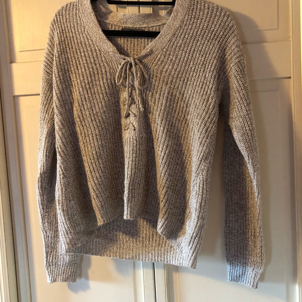 American Eagle lace up cropped sweater